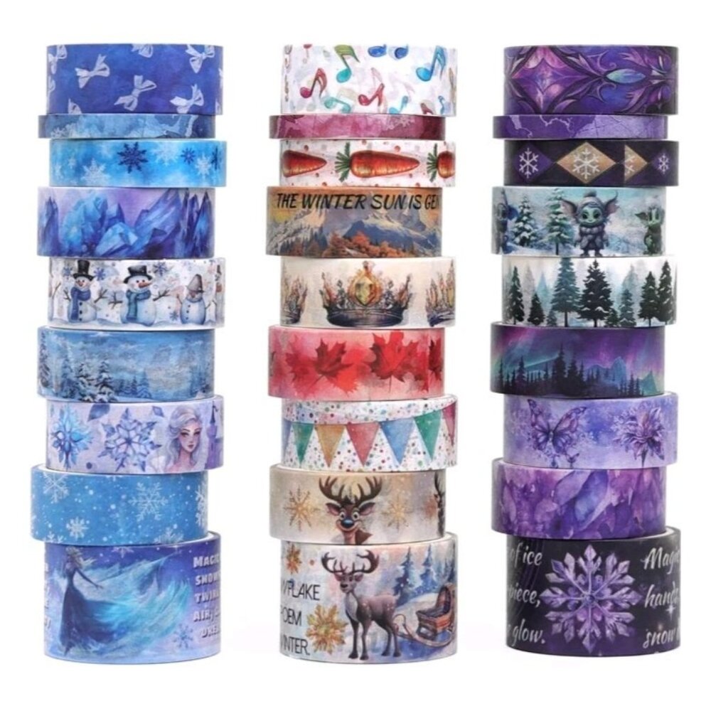 Christmas Washi Tape Set - 27 Rolls Decorative Tape with Snowflake, Winter Washi